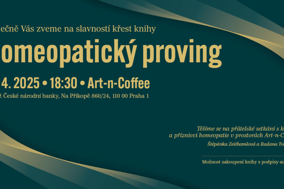 Pozvánka na křest knihy Homeopatický proving – Praha 11.4.2025